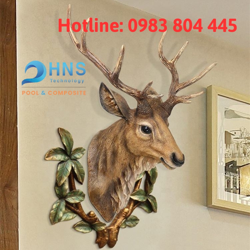 tượng nai sừng tấm treo tường làm từ composite