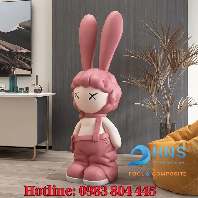 tượng thỏ decor phong cách kaws