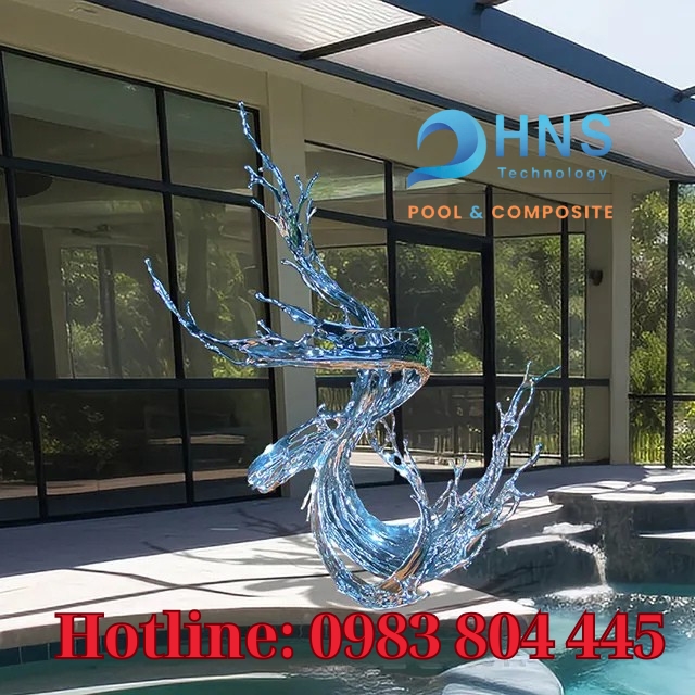 tượng điêu khắc composite trang trí hồ bơi