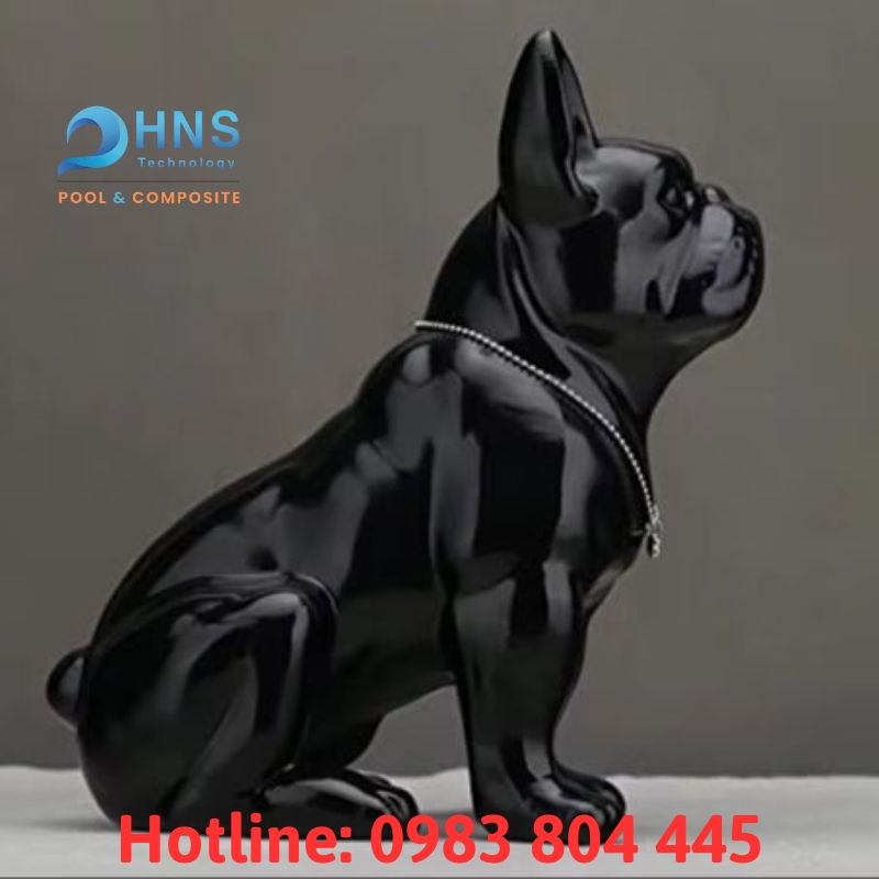 tượng động vật chó bull pháp bằng composite