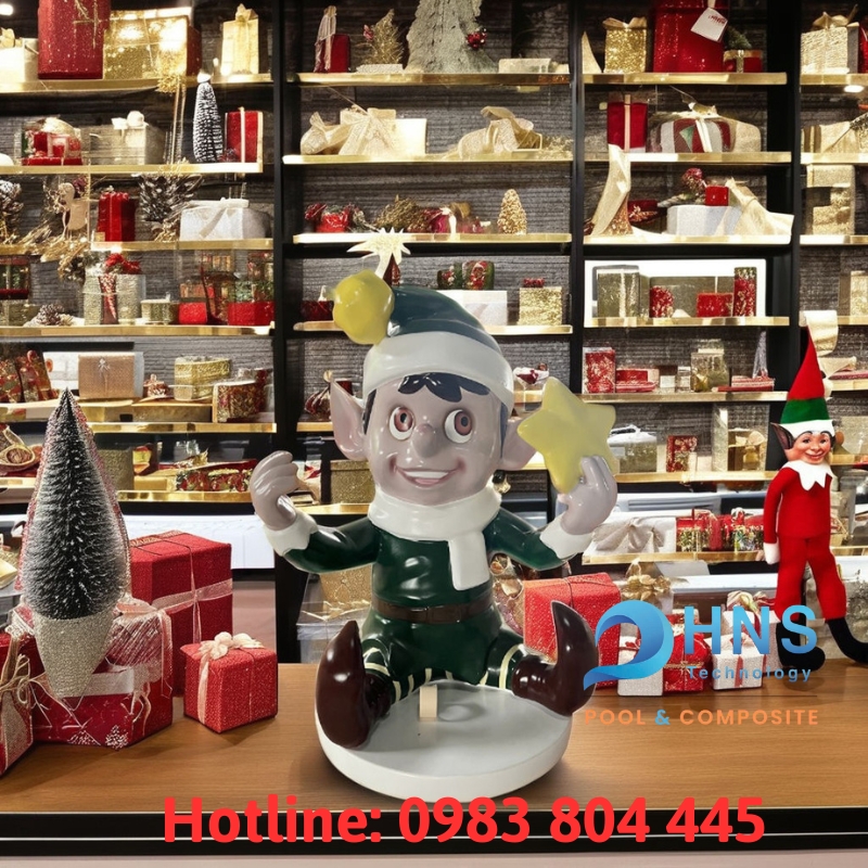 tượng yêu tinh trang trí noel bằng nhựa composite